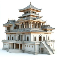 Fototapeta premium Majestic Asian Temple Architecture: A Serene Palace of Culture and History