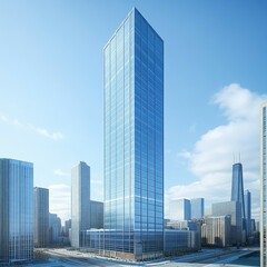 Naklejka premium Majestic Modern Skyscraper: A Stunning Architectural Marvel in the Heart of the City