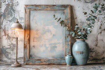 Minimal modern frame mockup on wall, interior living room background, for posters display, wall art listings for product photos, professional canvas frame with white empty mockup, floral aesthetic