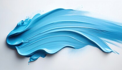 A smooth, flowing stroke of vibrant blue paint on a white surface, showcasing texture and color harmony.