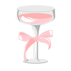 glass of pink cocktail with the pink bow