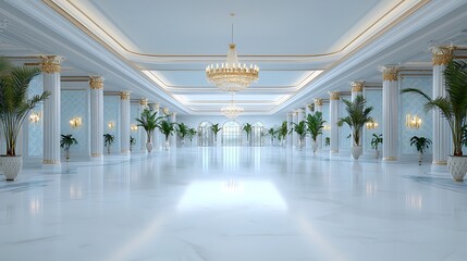 Obraz premium Bright and elegant opulence unveiling the luxurious interior of a grand hall