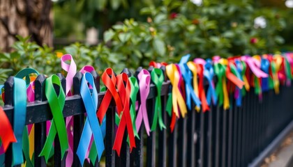 Colorful Awareness Ribbons Adorn, cancer day