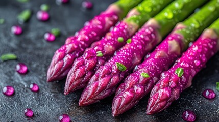 Vibrant Asparagus Spears on Textured Surface - A Study in Color and Freshness