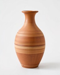 rustic earthenware vase The vase features a classic rounded shape, narrow neck, textured brown clay (1)