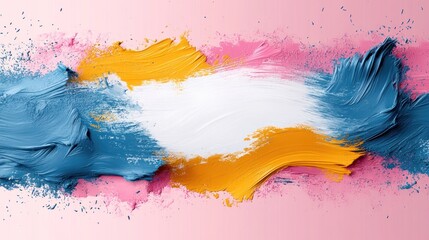 Vibrant Brush Strokes on Pastel Background - Artistic Color Blending