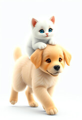 Obraz premium Adorable Companions A Kitten and Puppy Adventure