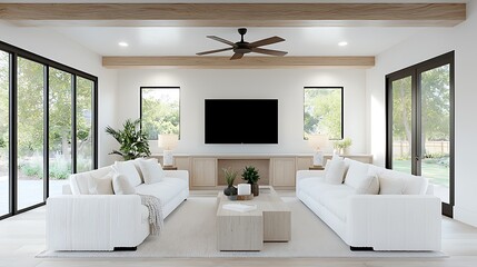 Fototapeta premium Contemporary home interiors inspired living room design for comfort and aesthetic appeal