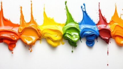 Vibrant Paint Splashes on Canvas - A Spectrum of Colors for Creative Inspiration