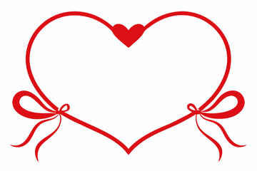 Elegant Hand-Drawn Red Heart Frames with Lace and Ribbons for Weddings, Valentine's Day, and Whimsical Invitation Designs