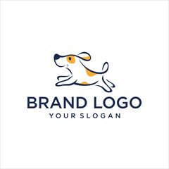 cute dog jump company logo vector