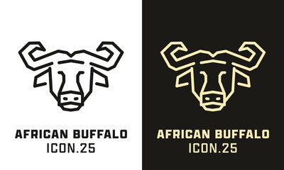 African Buffalo stylized head geometric line icon