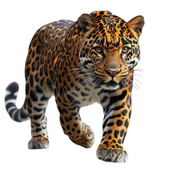 Obraz premium A realistic illustration of a jaguar walking confidently.