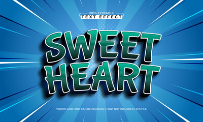 sweet heart editable text effect with a kids and happy text style