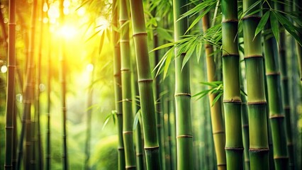 Obraz premium Vintage Bamboo Forest Photography: Lush Green Bamboo Grove Background Image