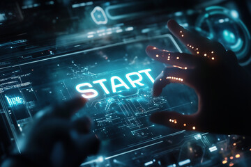 
Futuristic robot interface with artificial intelligence AI display artificial intelligence concept


