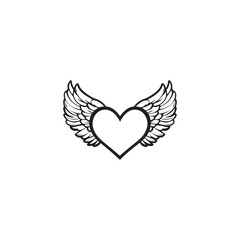 14 February valentine day vector heart with wings