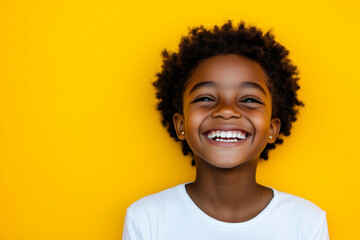 A kid is joyfully smile portrait photo on isolated background 