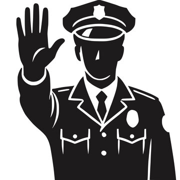 Silhouette eines Polizisten mit Stop-Geste &ndash; KI generiert
