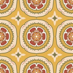 seamless boho flora yellow pattern 