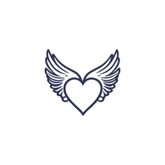 14 February valentine day vector heart with wings