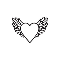 14 February valentine day vector heart with wings