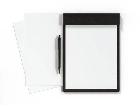 Blank corporate branding stationery mockup with sheets of office paper, booklet, folder, notebook and pen. Corporate identity stationery mockup isolated on white background for branding identity