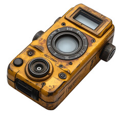 Fototapeta premium Vintage yellow camera with a rugged design for photography.