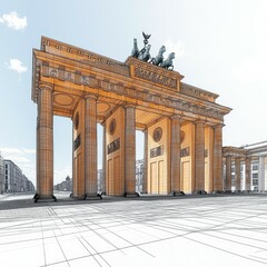 Obraz premium Brandenburg Gate: An Architectural Marvel of Berlin, Germany. A Historic Landmark, Iconic Symbol, and Popular Tourist Destination.