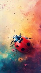 Obraz premium Ladybug on Colorful Abstract Background