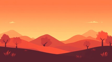 Autumnal landscape sunset view over rolling hills