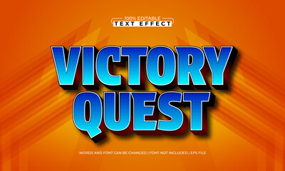 victory quest editable text effect with a kids and play text style