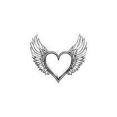 14 February valentine day vector heart with wings