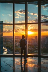Fototapeta premium Sunset Cityscape View from a Skyscraper