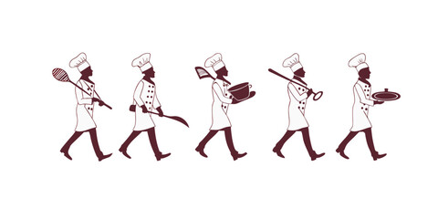 Set of Chef Silhouette on White Background. Chef Silhouette Set Vector Design with White Background