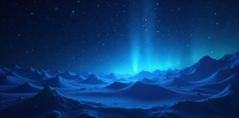 Naklejka premium Gentle blue radiance illuminates the dark expanse, abstract background, stars, blue flare light