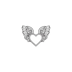 14 February valentine day vector heart with wings