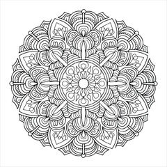 Circular pattern in the form of a mandala. Henna tatoo mandala. Mehndi style. Decorative pattern in oriental style. Coloring book page.