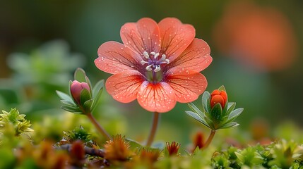 Beautiful images of a small flower in a natural garden.  