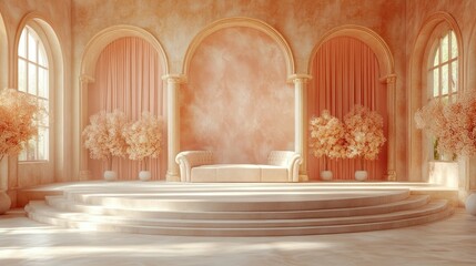 Naklejka premium Elegant Pastel Palace Interior Design: A Serene and Luxurious Architectural Masterpiece