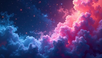 Fototapeta premium Ethereal smoke swirls in a vast, starry expanse, space, smoke nebula fractal, swirling clouds