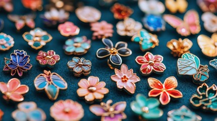 Vibrant Assorted Flower Pins Perfect for Accessorizing Jackets, Hats, and Bags