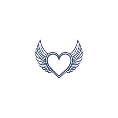 14 February valentine day vector heart with wings