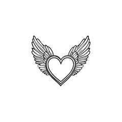14 February valentine day vector heart with wings