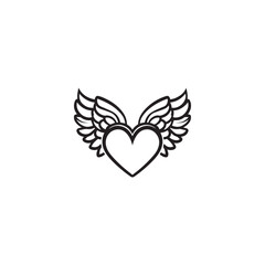 14 February valentine day vector heart with wings