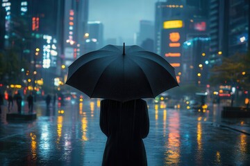 isolated umbrella stands prominently on a podium framed against a dramatic monsoon backdrop perfect for seasonal promotions and impactful product placement