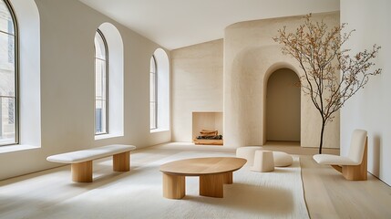 Urban apartment living room modern minimalist design and warm aesthetic appeal in photography