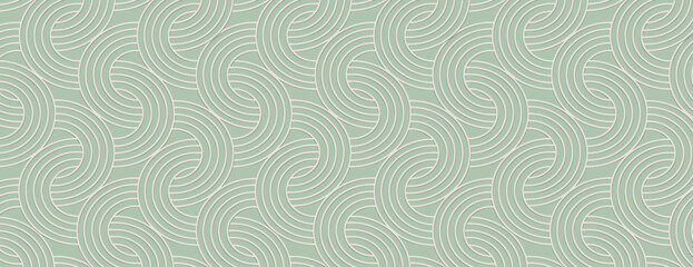 A seamless green background with a wavy, swirling pattern. The green background features a textured, flowing design with repeated curves. Vector. Art deco pattern background. Green background vector.