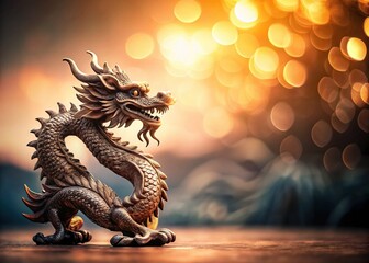 Fototapeta premium Minimalist Abstract Chinese Dragon Statue Background Stock Photo