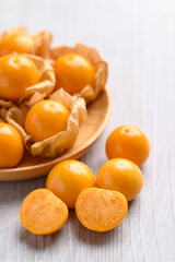 Cape gooseberry or Golden berry (Physalis peruviana) on white background